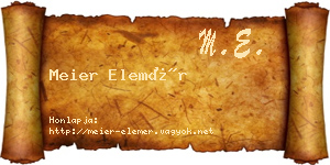 Meier Elemér névjegykártya